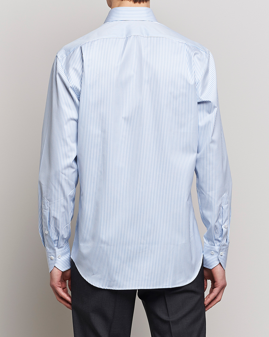 Stenströms Fitted Body Striped Cut Away Shirt Blue/White