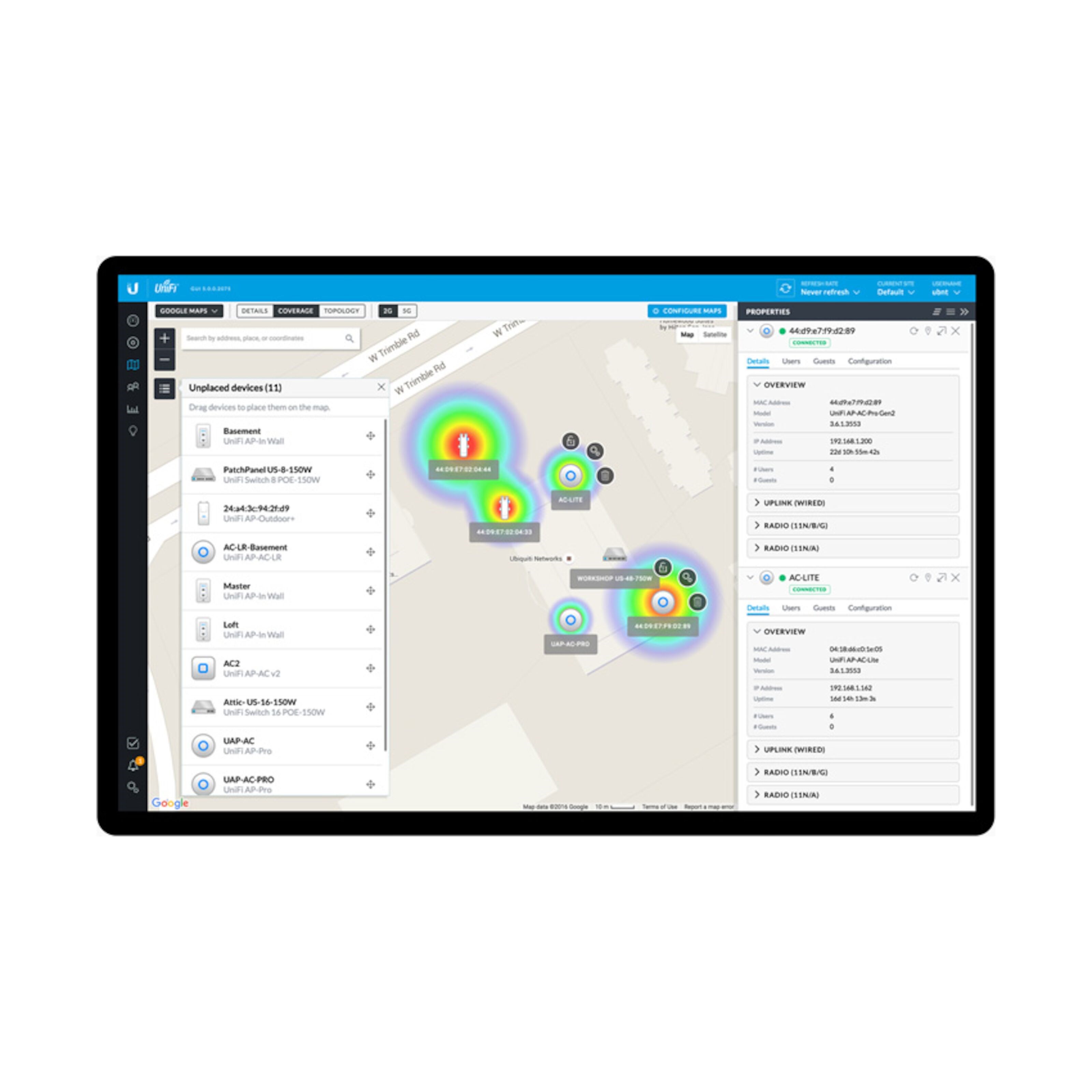 Ubiquiti Unifi UAP-AC-LR Roaming-aksesspunkt AC1300