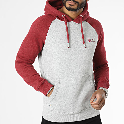 Sweat Capuche M2012923A Gris Chiné Bordeaux