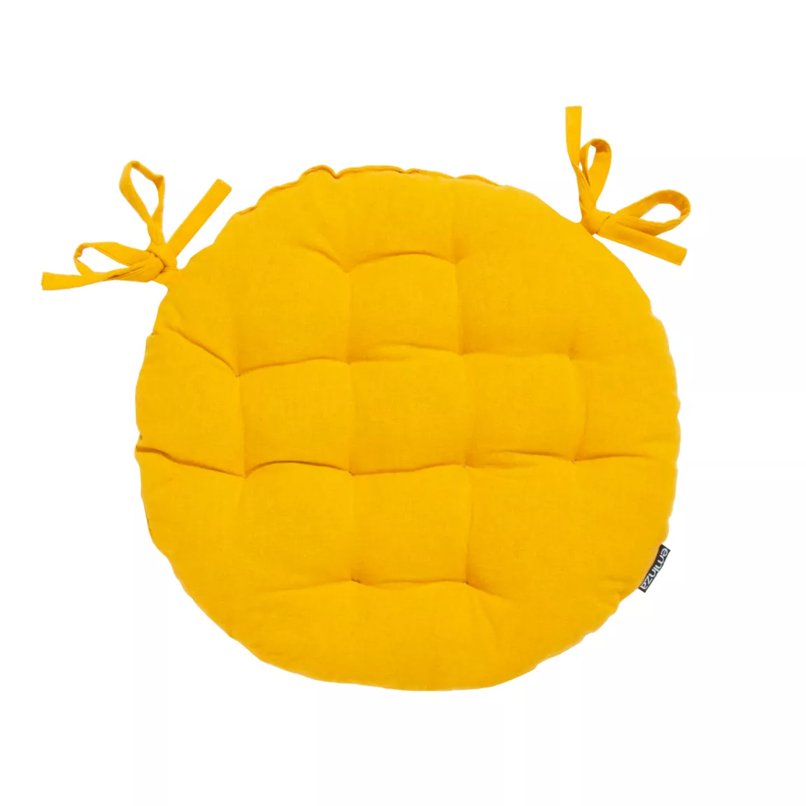 Coussin de chaise rond coton (40 cm) Pixel Jaune moutarde