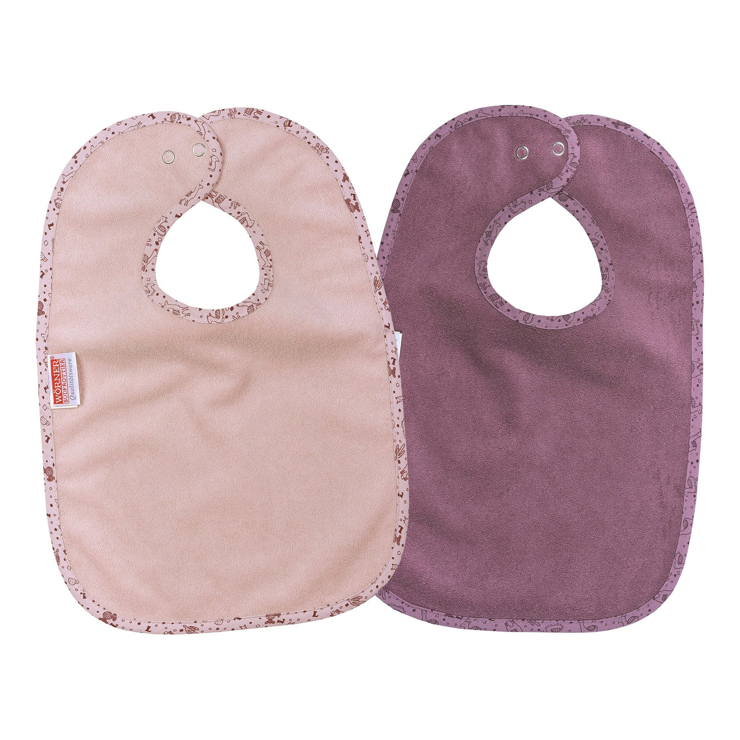 Wörner 2er-Pack Lätzchen mit Druckknopf 26x40 cm altrosa