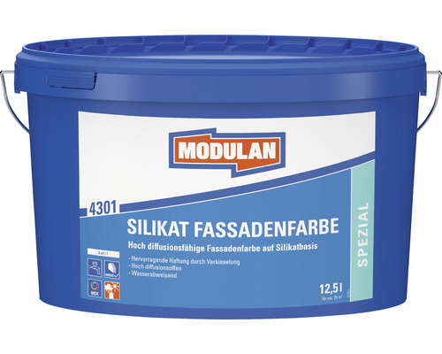 MODULAN 4301 Silicaatgevelverf, minerale verf, buiten, wit, 12,5 l