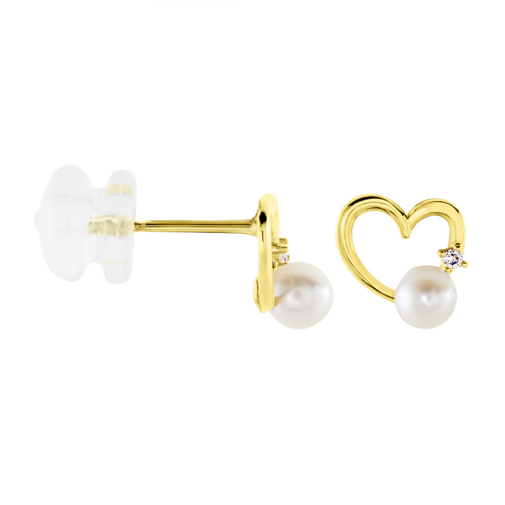 Boucles D'oreilles Puces Or Jaune Fergus Perle De Culture Oxyde