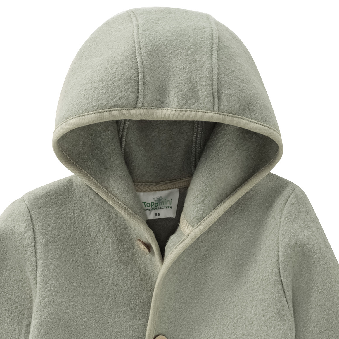 Topomini Pure Collection Baby Wollwalk-Jacke mit Umschlagbündchen salbei