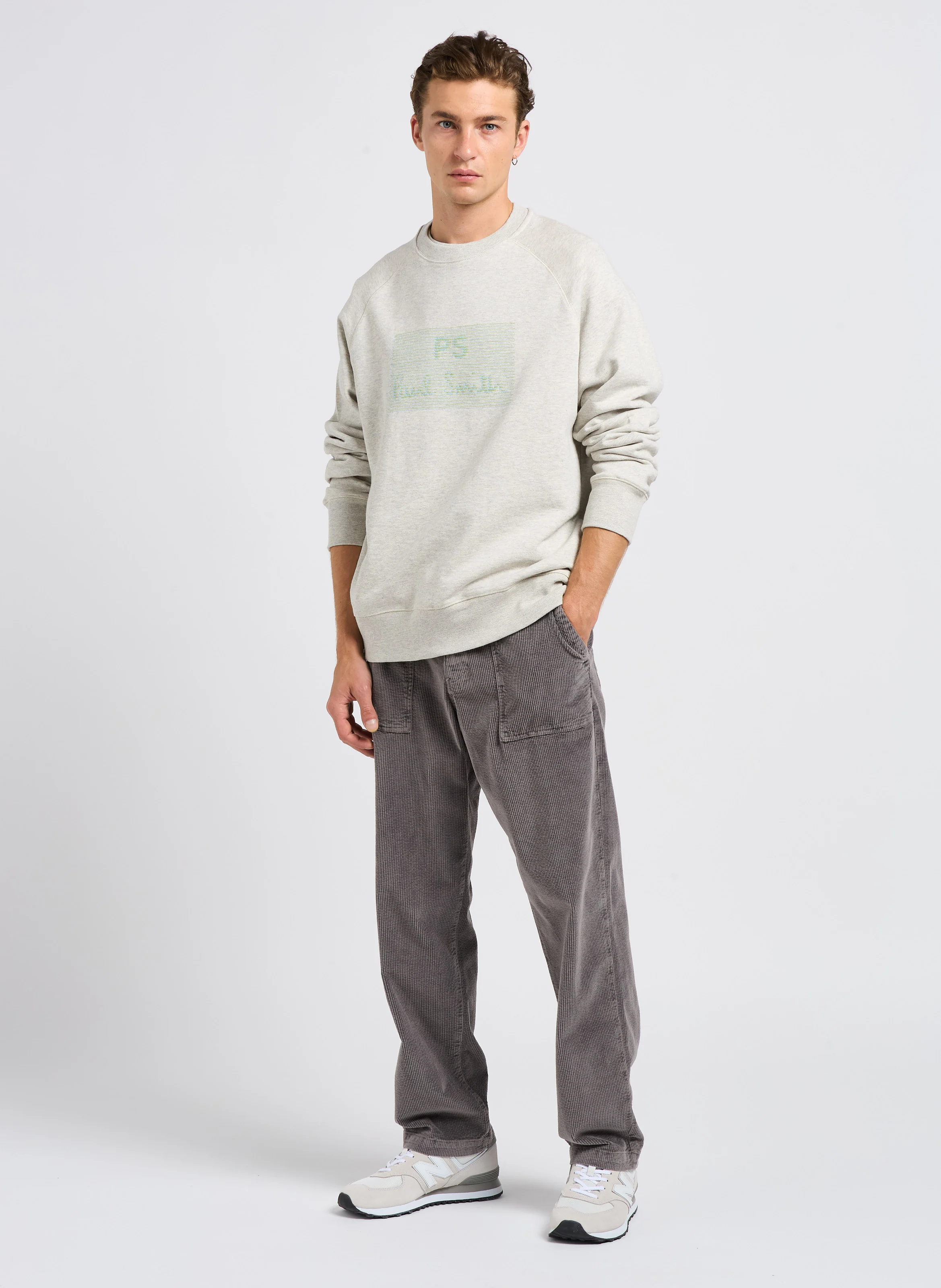 Sweat col rond brodé en coton | Blanc