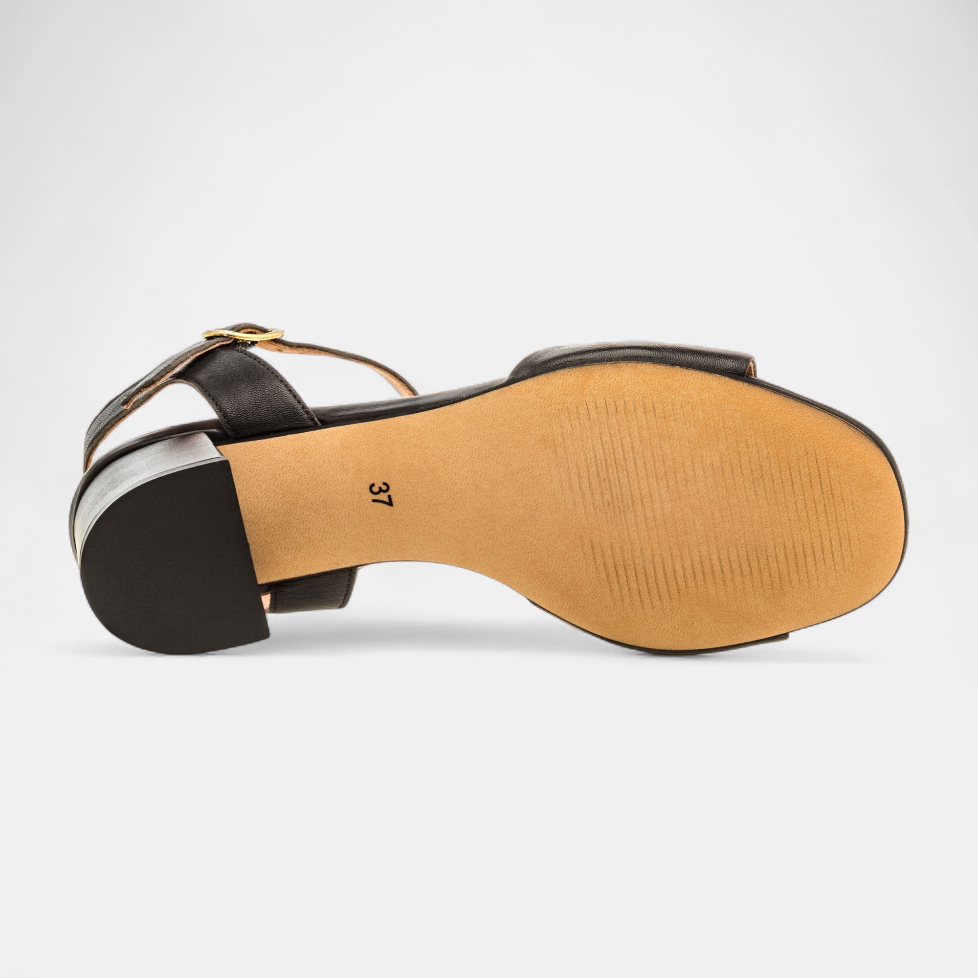 Nu-pieds à talon Femme en cuir noir