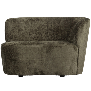 WOOOD fauteuil Stone warmgroen velvet structuur met leuning rechts