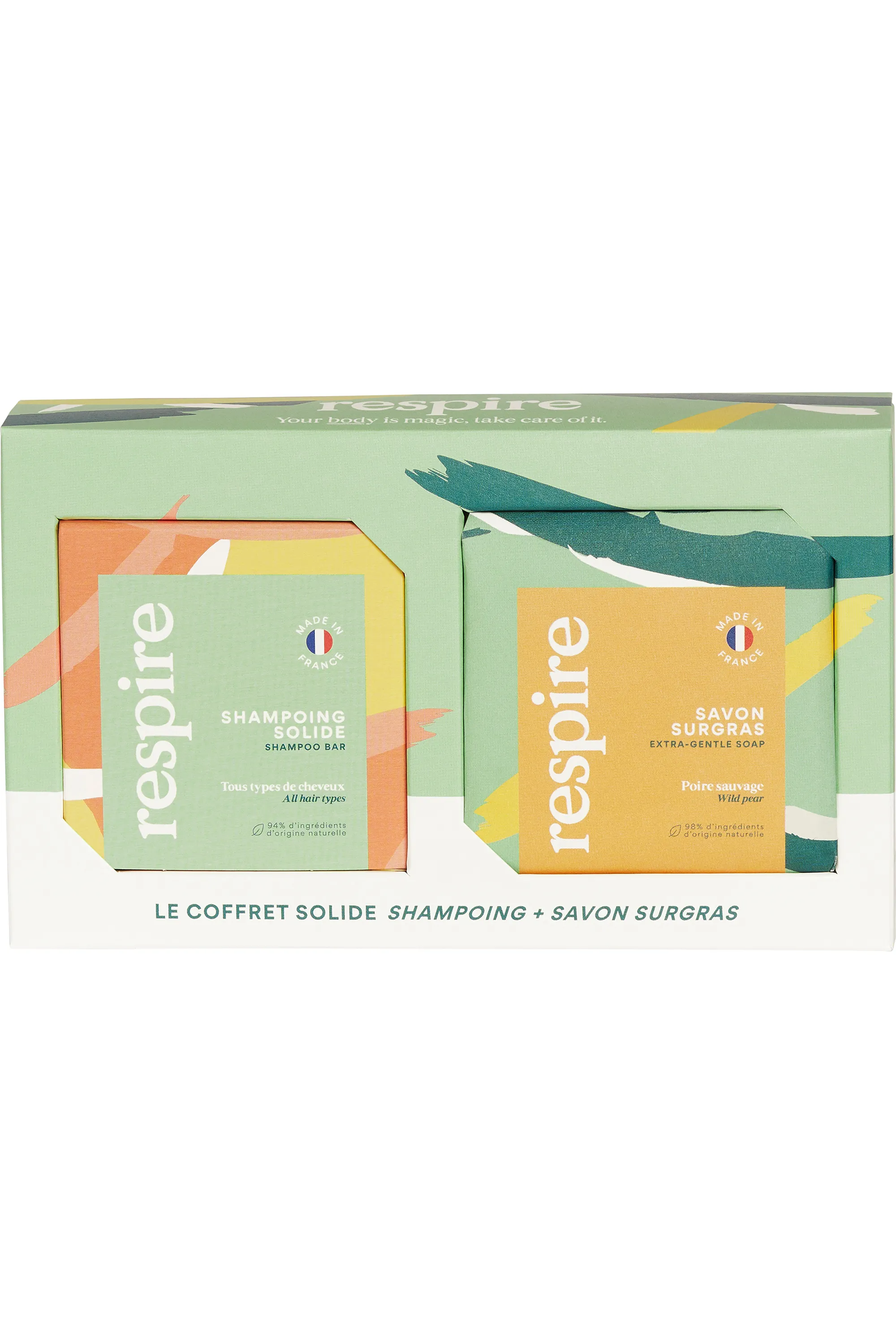 Respire Coffret shampoing solide et savon surgras