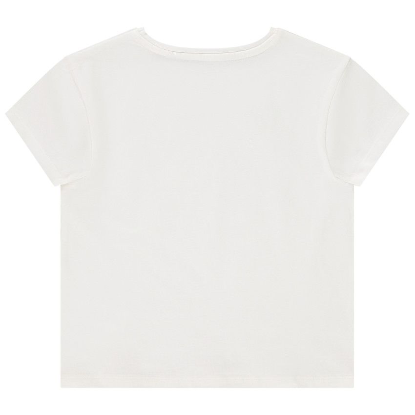 T-shirt manches courtes print roller pour fille - Ecru