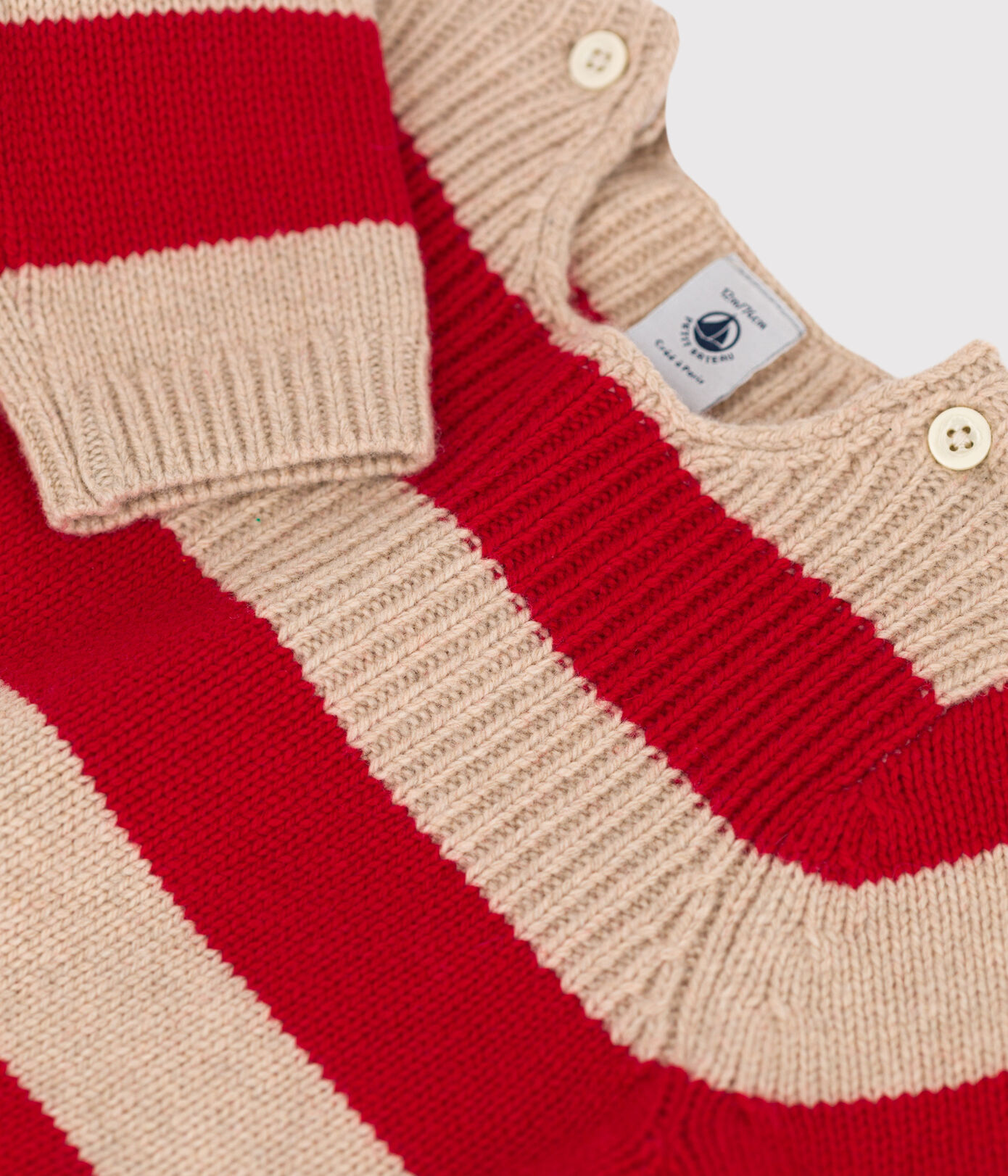 Pull bébé rayé en tricot de laine et coton