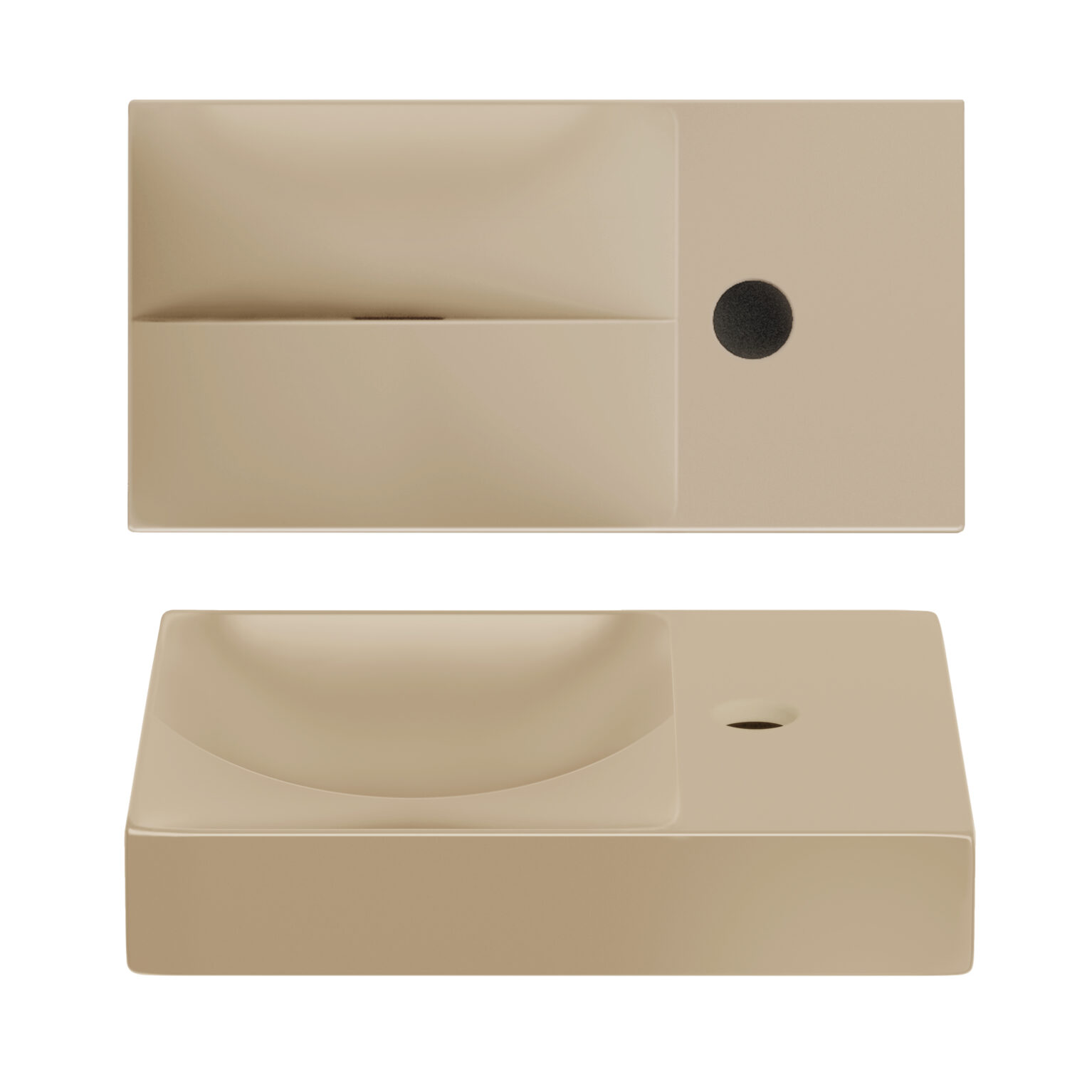 Clou Vale keramische fontein 38cm met kraangat rechts mosterd mat