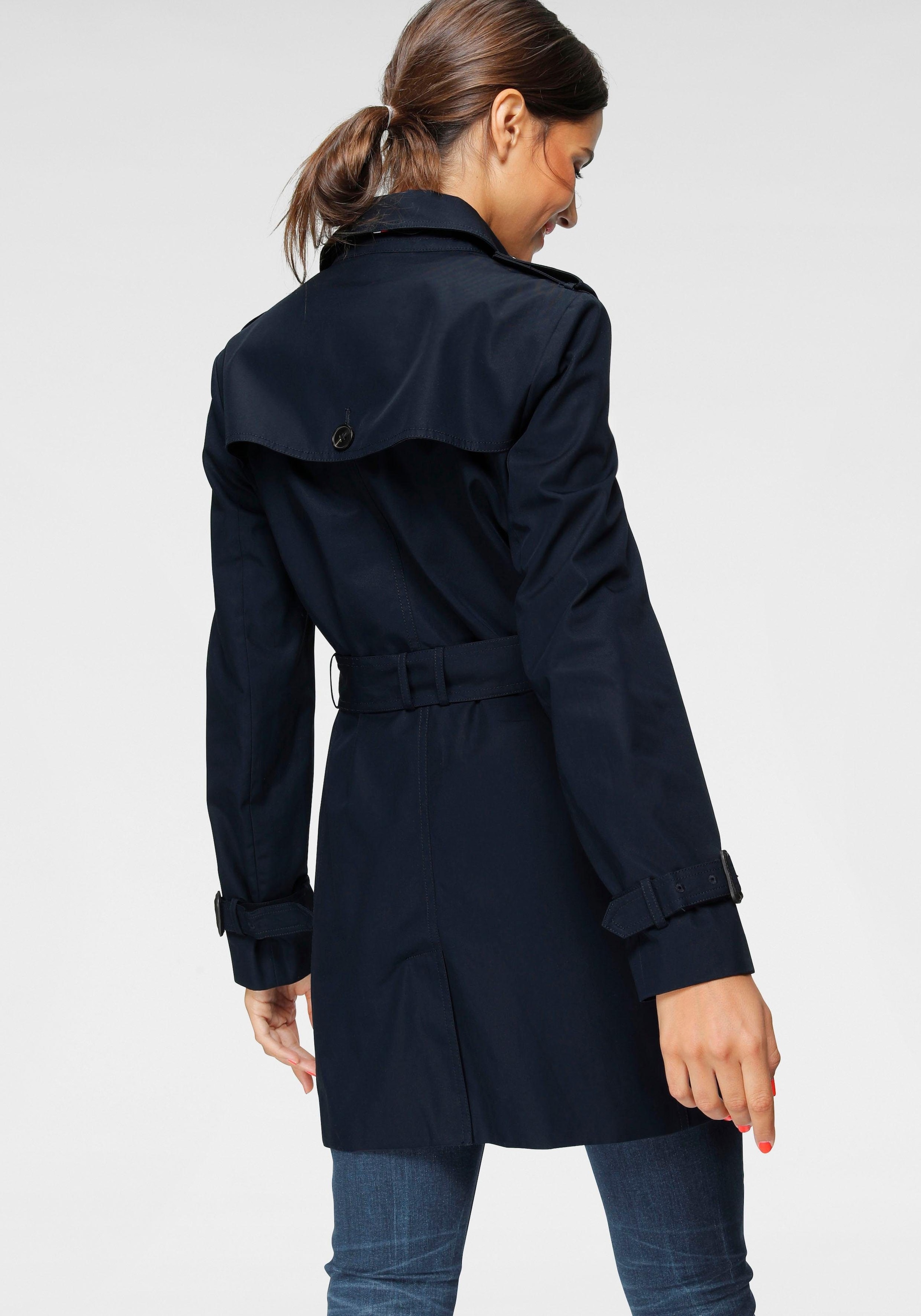Tommy Hilfiger Langjacke »HERITAGE SINGLE BREASTED TRENCH« mit den typischen Trenchdetails & Tommy Streifen als Gürtelschlaufe