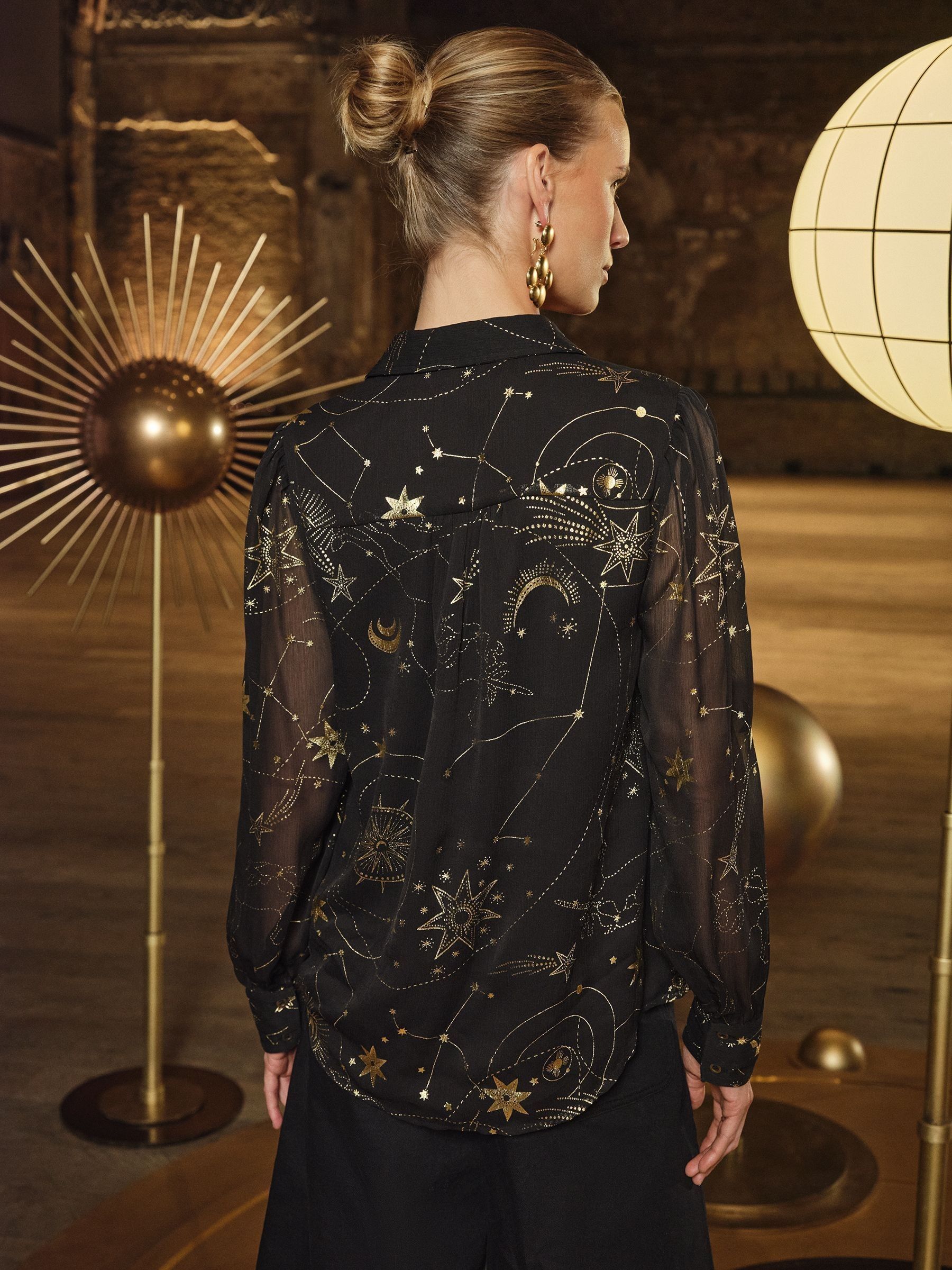 Love & Roses - Celestial overhemd met lange mouwen en print