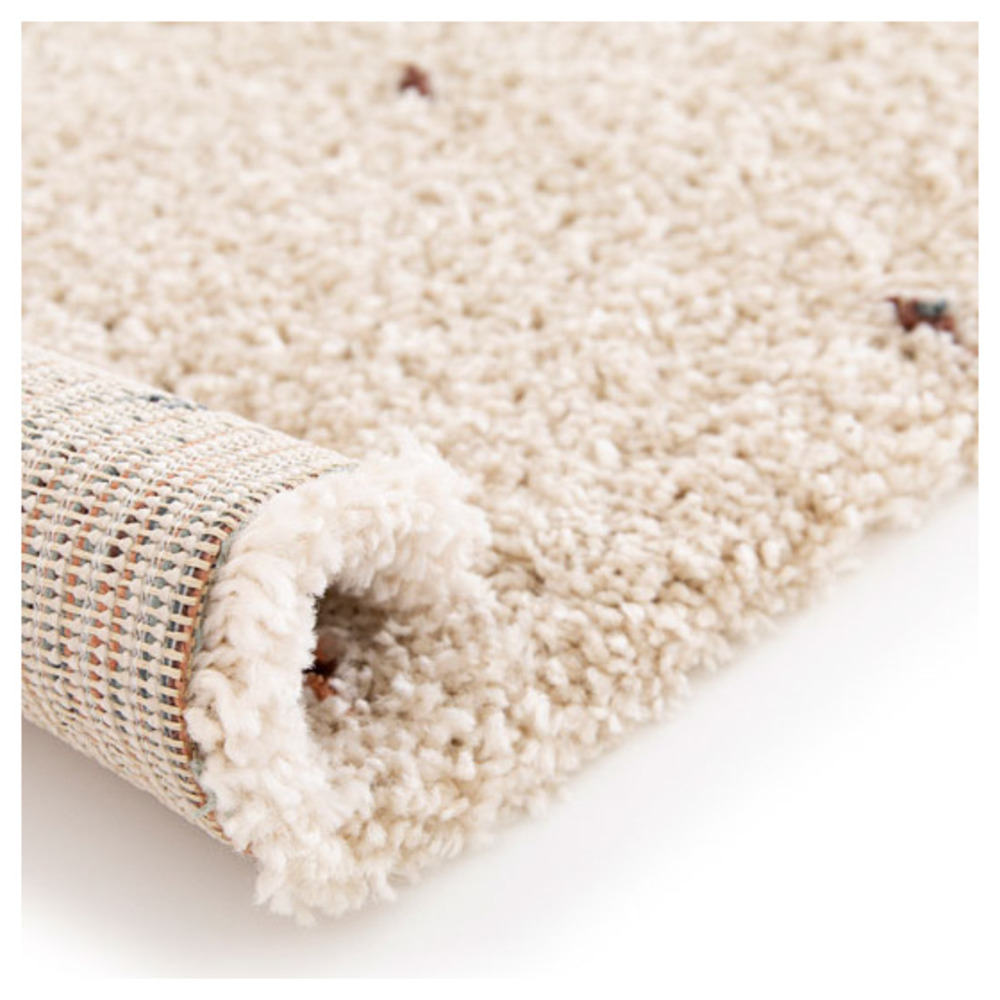 Tapis doux à poils longs - sofia - écru et pois colorés - 120 x 170 cm