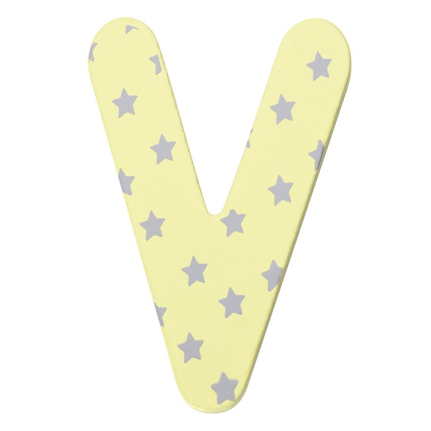 Lettre décorative en bois V - Jaune