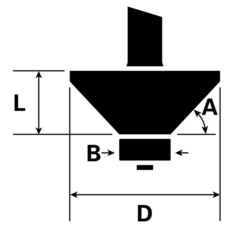 Fasefrees met geleider 8 : 12,7x35x25mmx45°