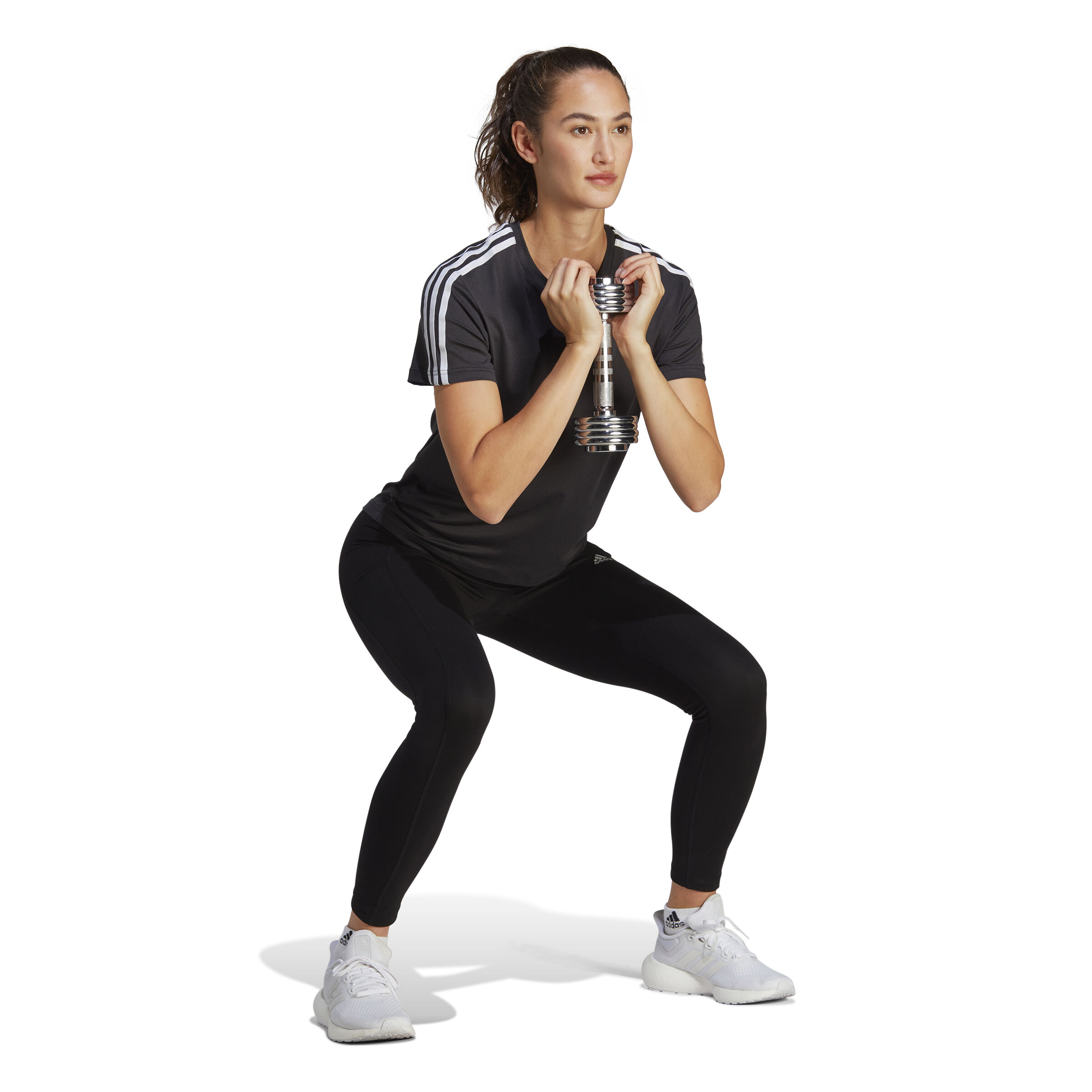 adidas Training Essential 3Stripes T-shirt Femmes - Noir , Blanc