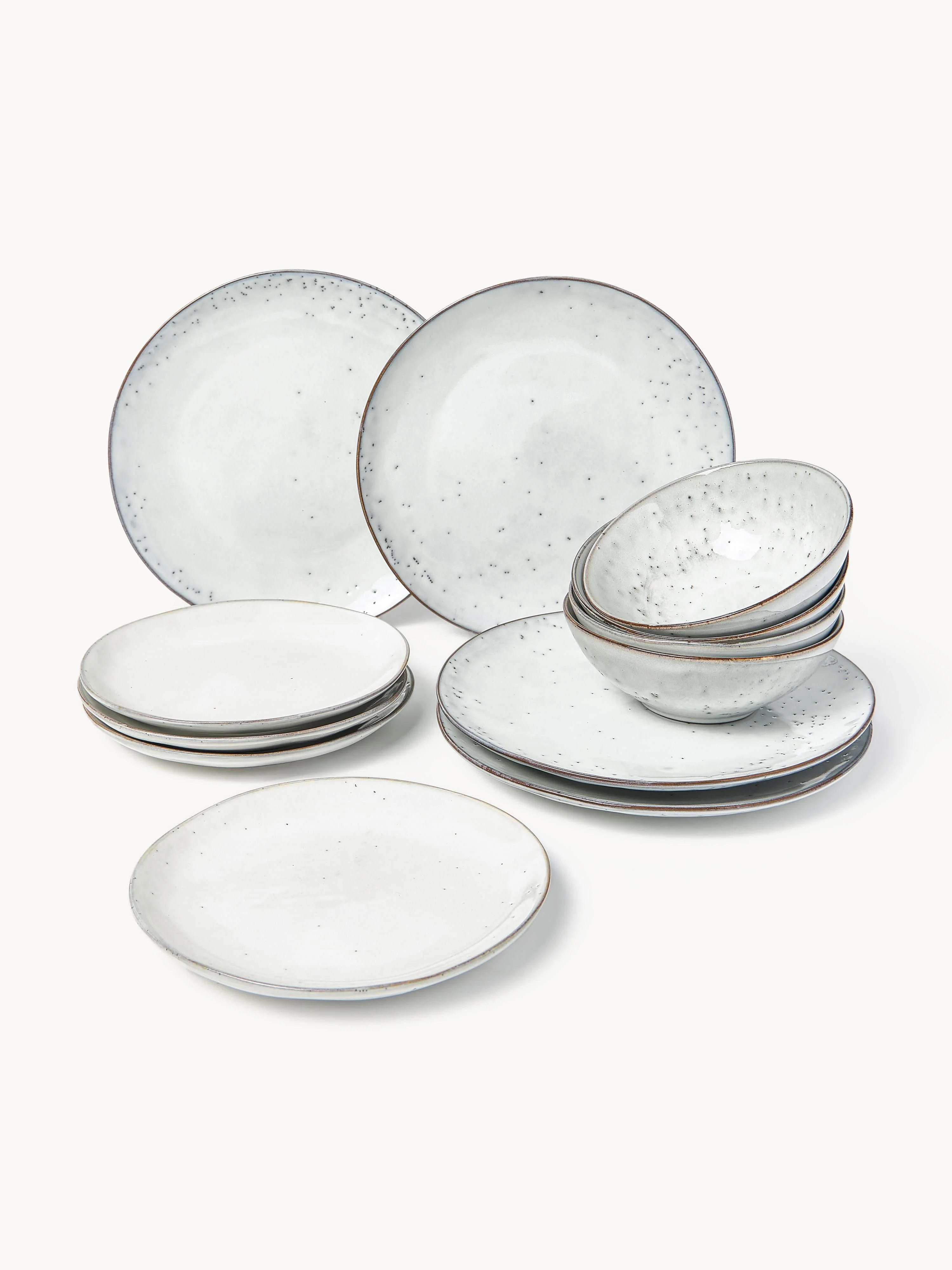 Handgemaakte serviesset Nordic Sand, 4 personen, 12-delig