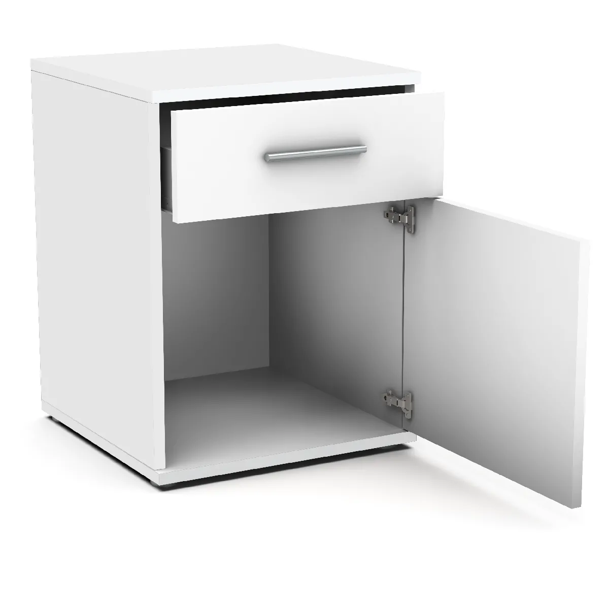 Table de Chevet Blanc Matt - 1 Tiroir - 1 Porte - 40 cm