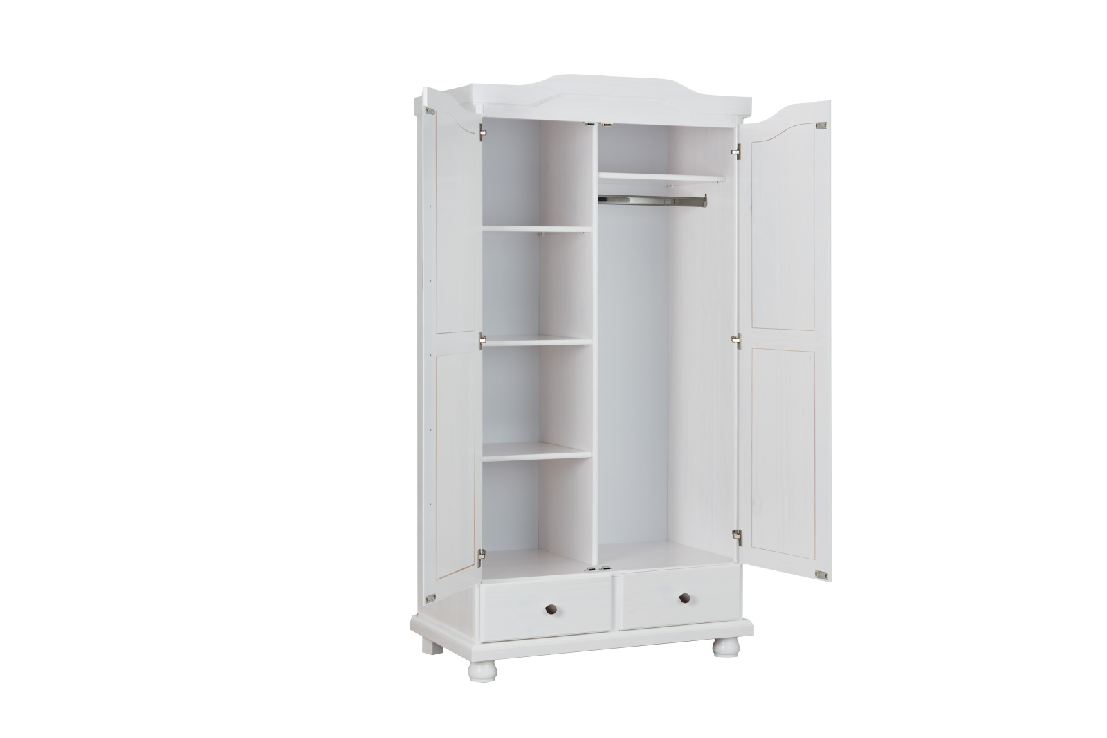 Drehtürenschrank REUTTE - weiß - Kiefer Massivholz - 2-türig
