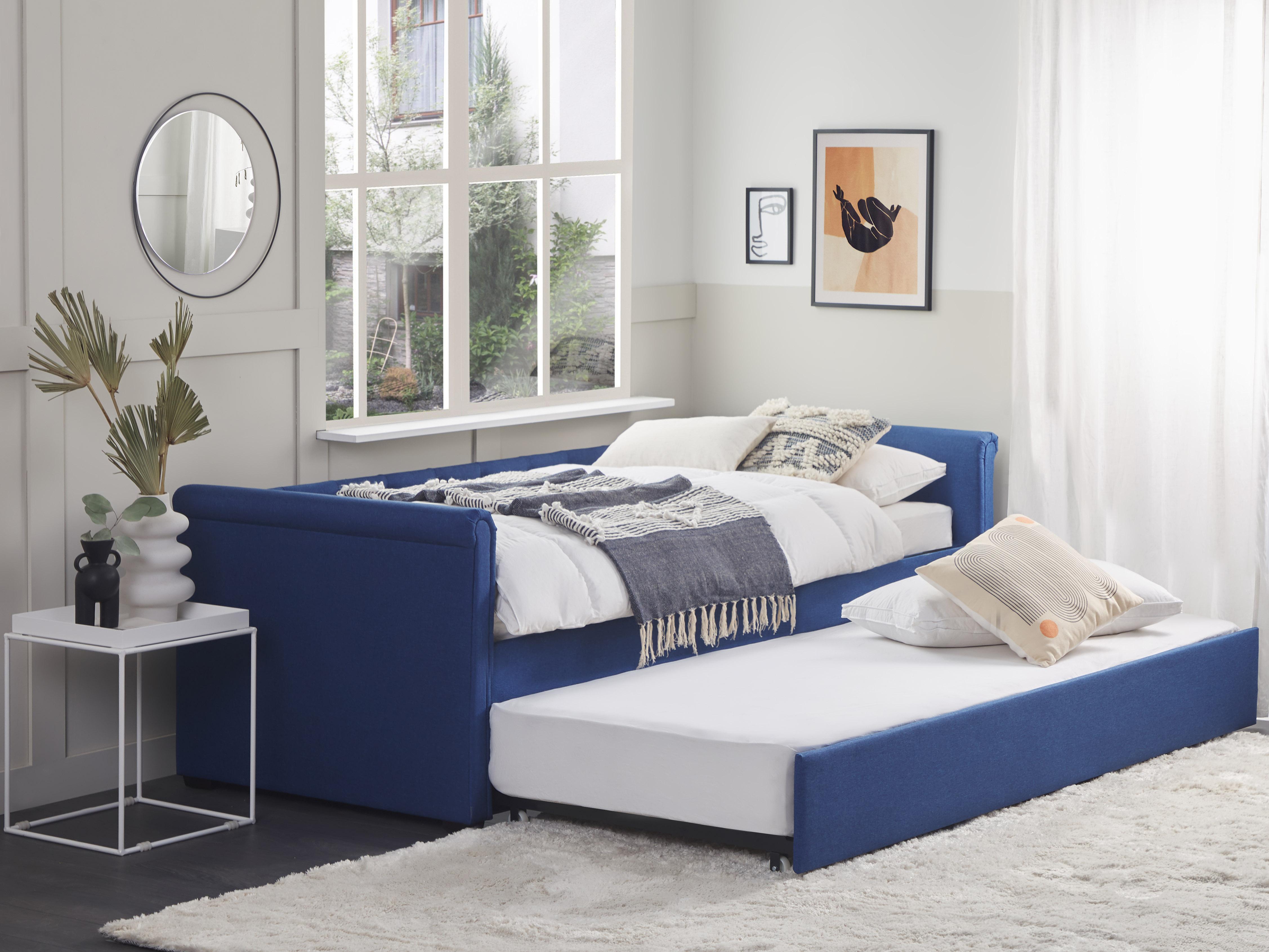 Onderschuifbed Stof LIBOURNE 90 x 200 cm Marineblauw