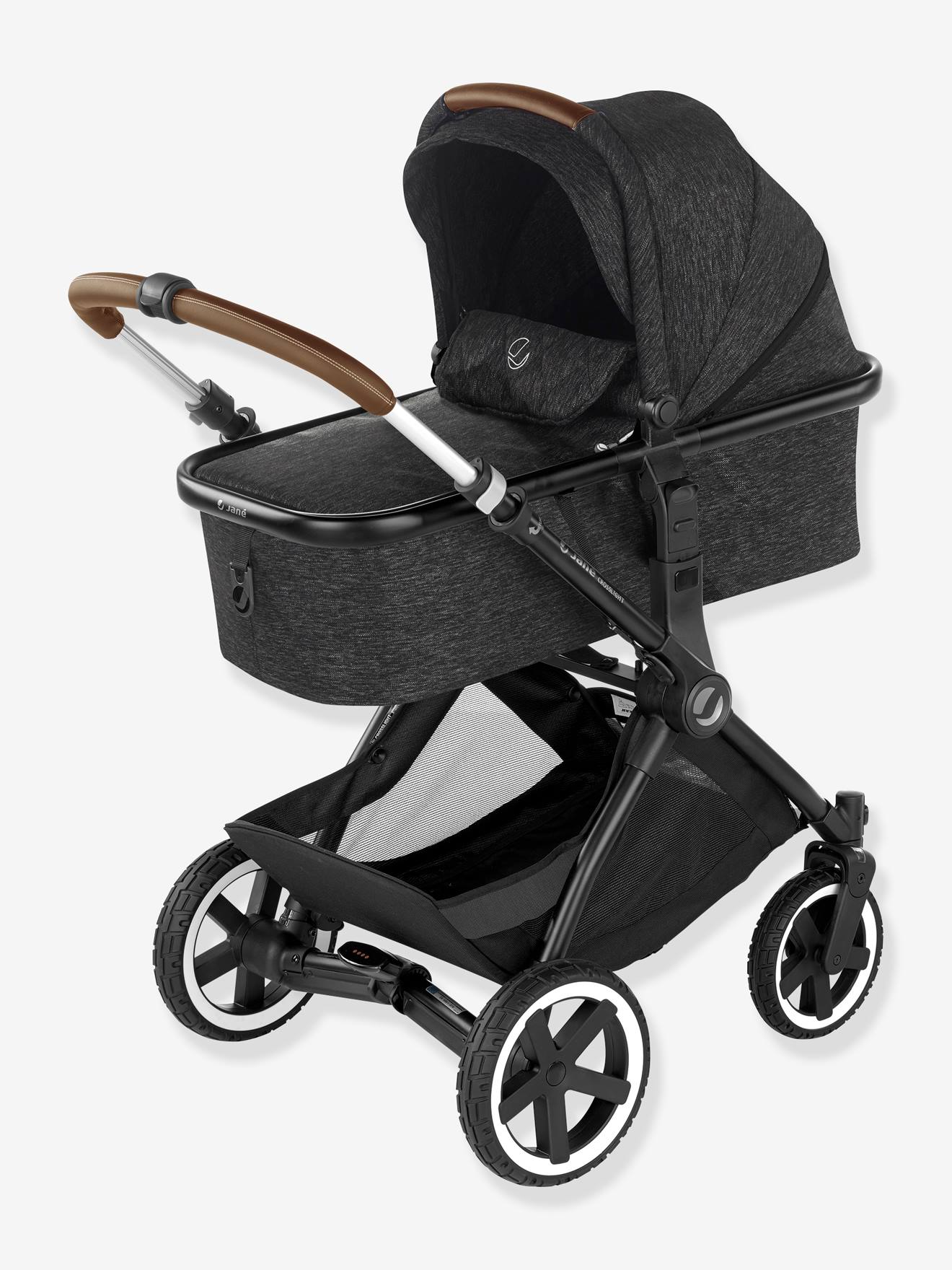 Carrinho de bebê Jane Crosslight Trio + Alcofa Micro Pro + Cadeira auto Koos iSize R1 Grupo 0+, Coleção 2022, Preto Liso