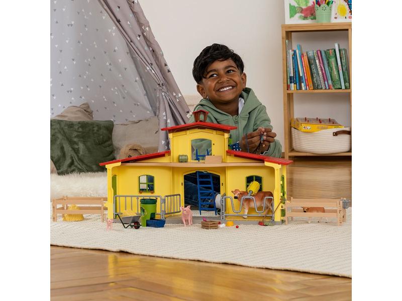 Schleich Spielfigurenset Farm World Stall mit Tieren und Zu Bauernhof-Spielset