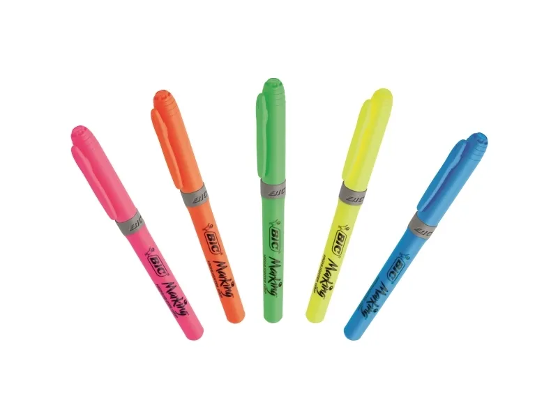 Overstregningspen BIC Highlighter Grip pink med skrå spids - (12 stk.)