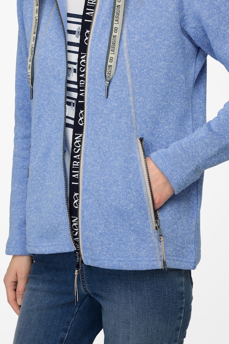 Strickfleece-Jacke, Kapuze, Zipptaschen