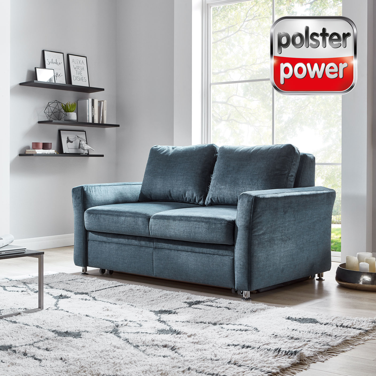 polsterpower Schlafsofa - marine - Federkern - mit Liegefunktion
