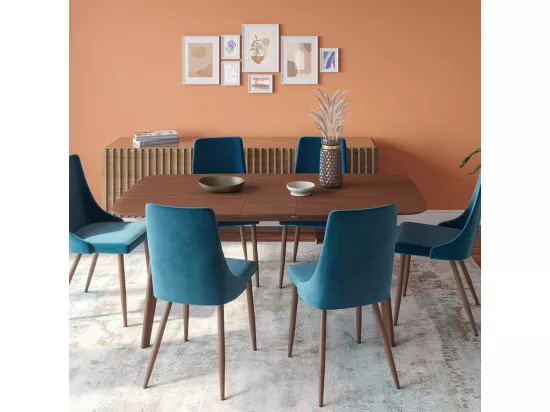 Table rectangulaire 4/6 personnes extensible en bois foncé 150/180 cm - Oman