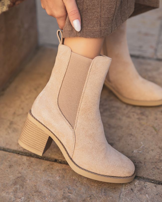 Bottines femme beige à talon - Madeleine