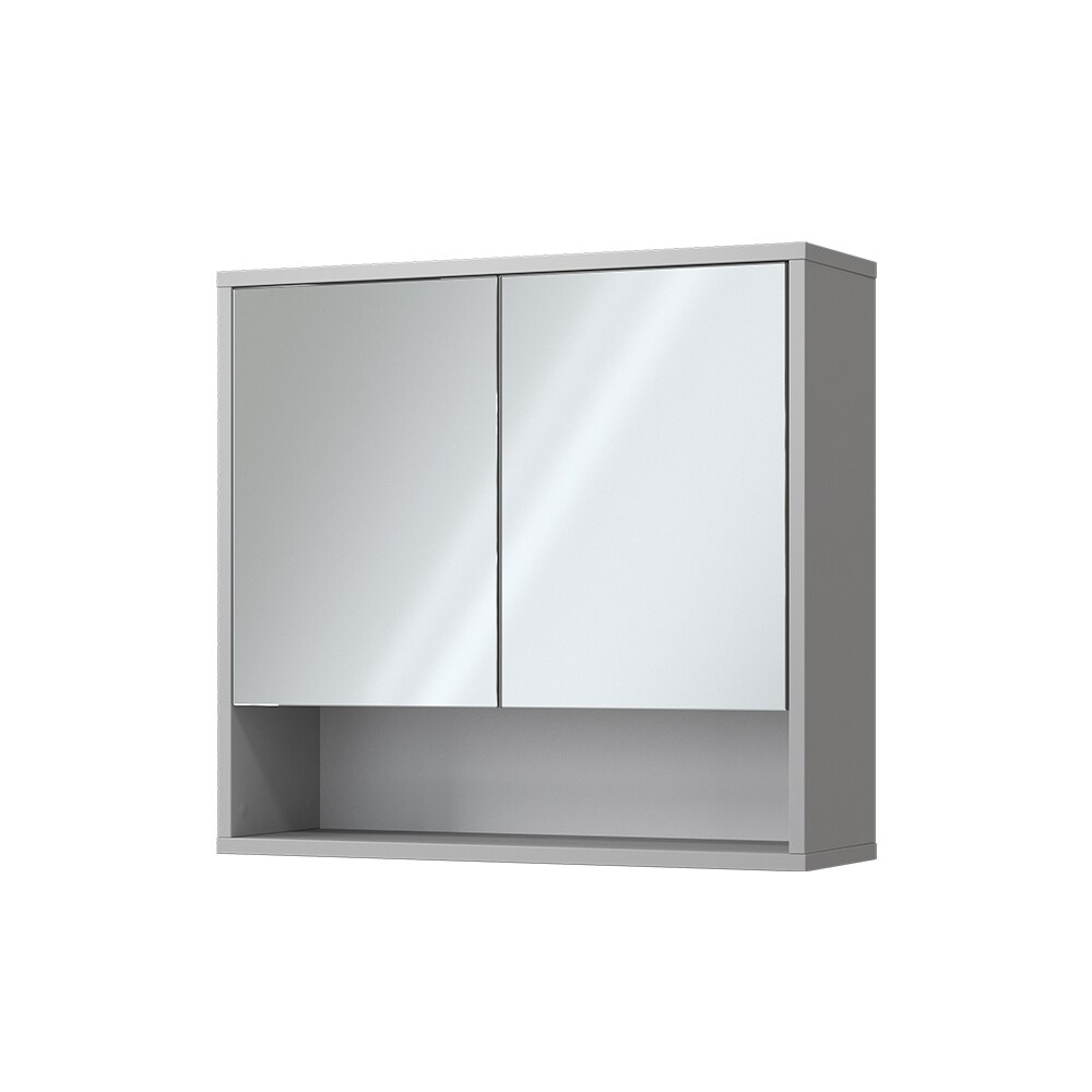 Vicco Spiegelschrank für Badezimmer Eliza 70 x 65 cm, Grau, Badezimmer, Ablage