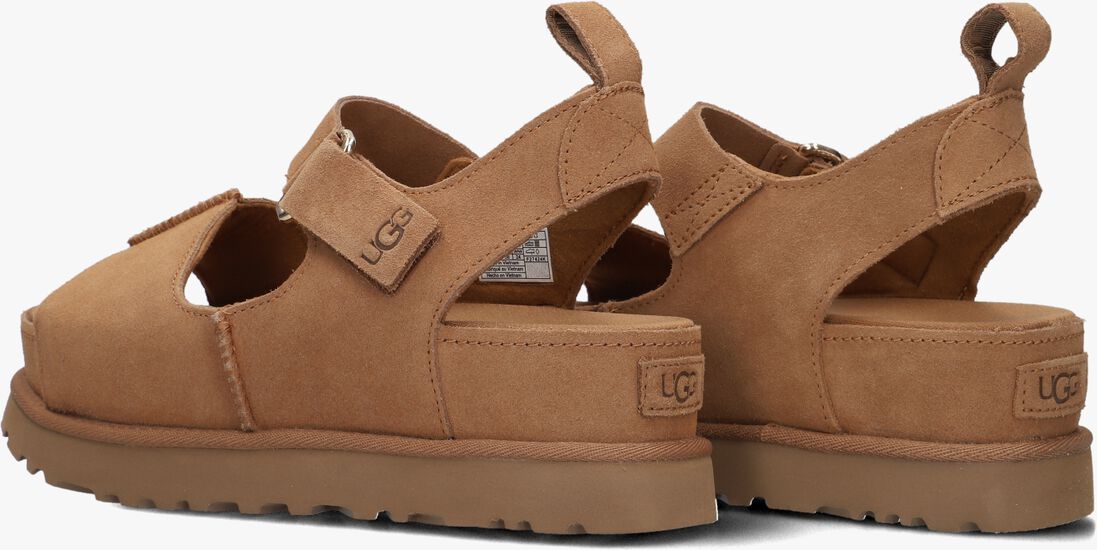 cognac ugg platte sandalen w goldenstar hi
