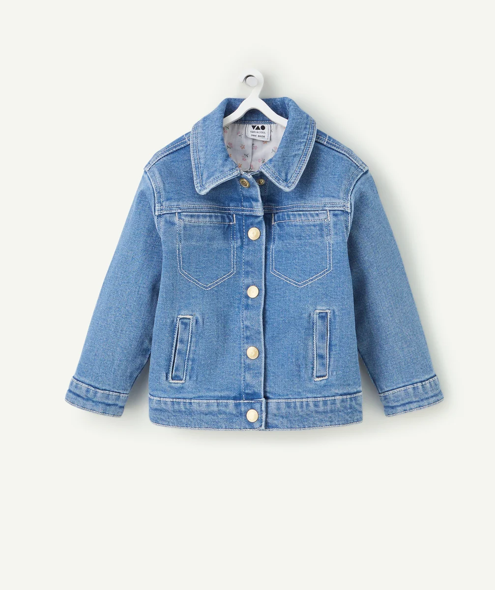 VESTE EN JEAN BÉBÉ FILLE LOW IMPACT AVEC BOUTONS COULEUR DORÉE