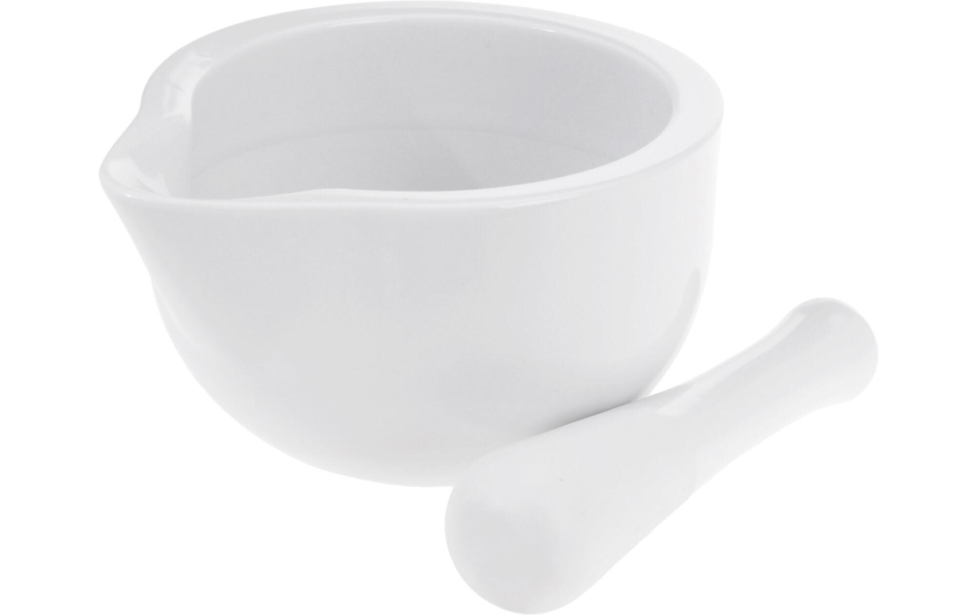 Mörser mit Stössel 11 cm, PorzellanStampfer aus Porzellan