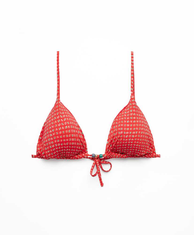 Top de biquíni triangular estampado