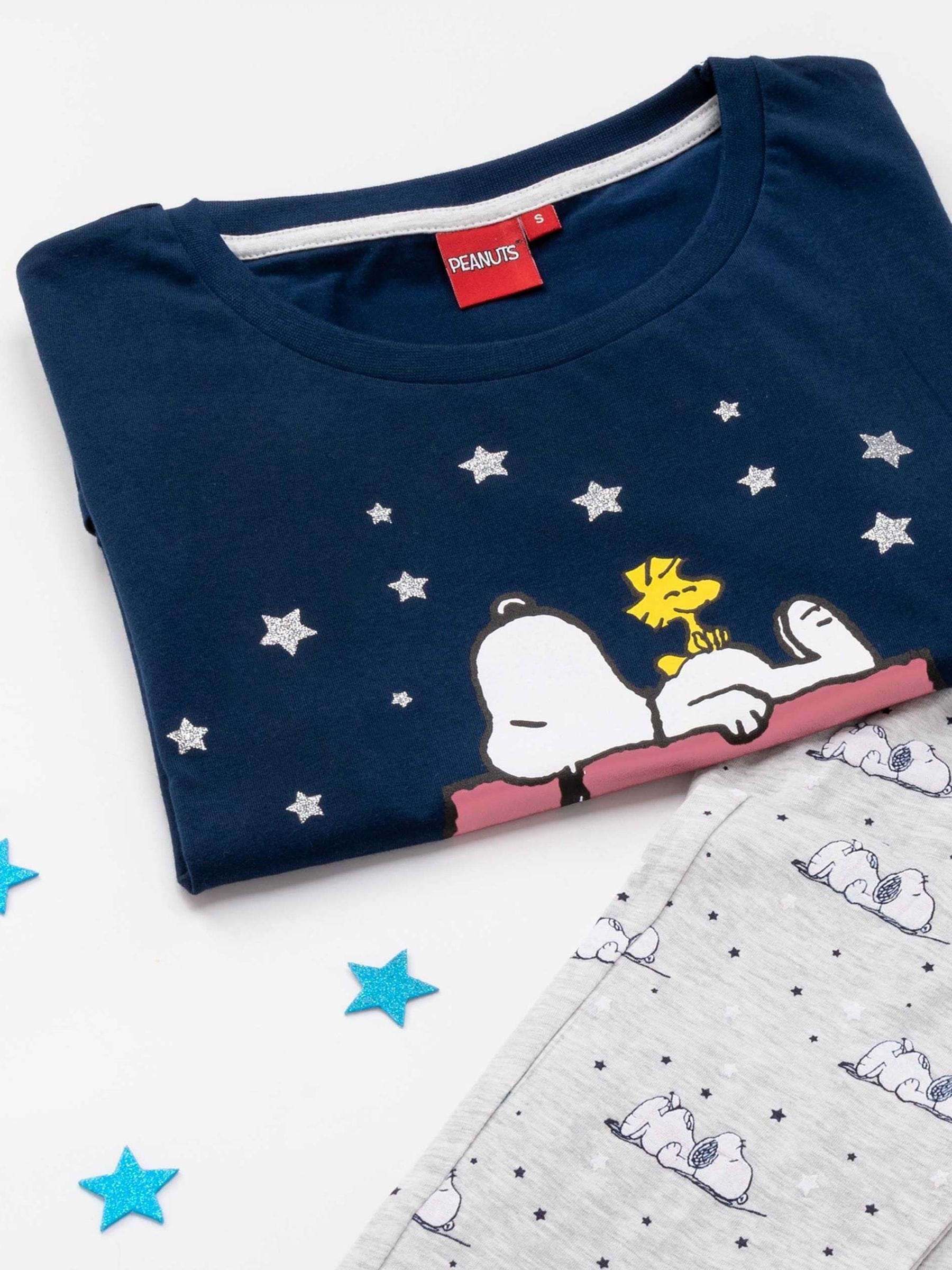 Blauwe Snoopy - Vanilla Underground Snoopy Korte Broek Pyjama's Set