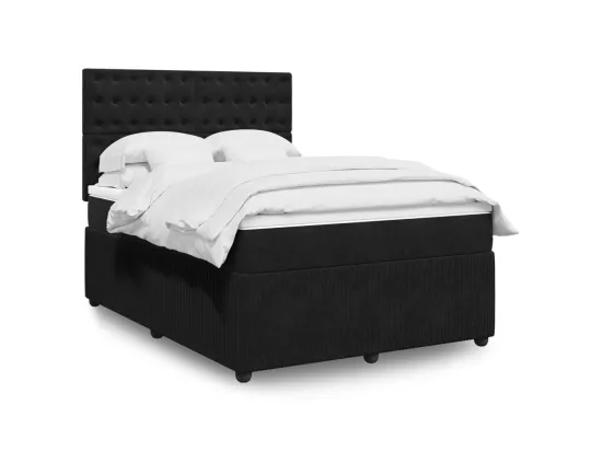 Sommier à lattes de lit avec matelas Noir 140x190 cm Velours