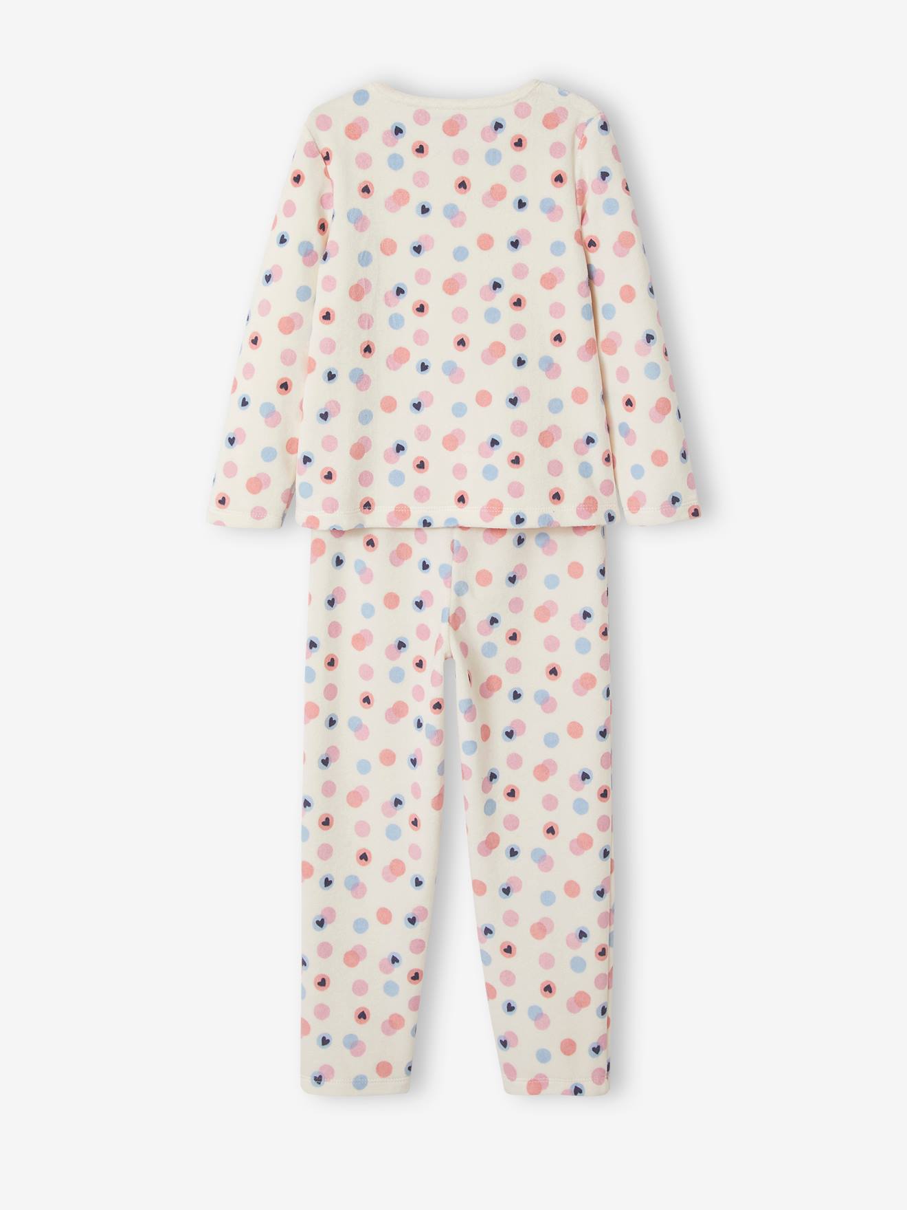 Conjunto de 2 pijamas de veludo com corações para meninas, azul marinho