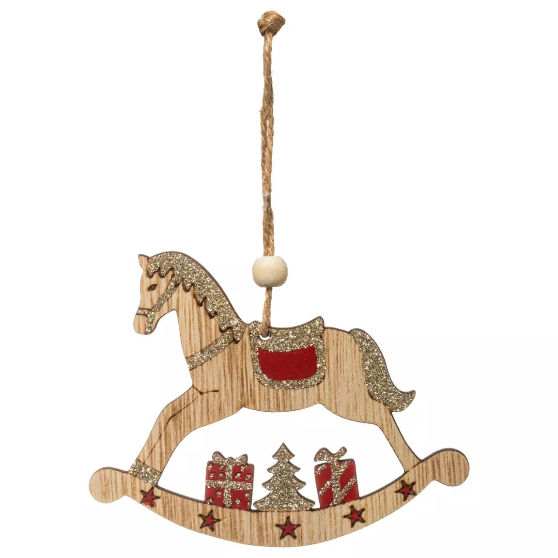 Cheval à suspendre à bascule en bois (H16 cm) Naturel