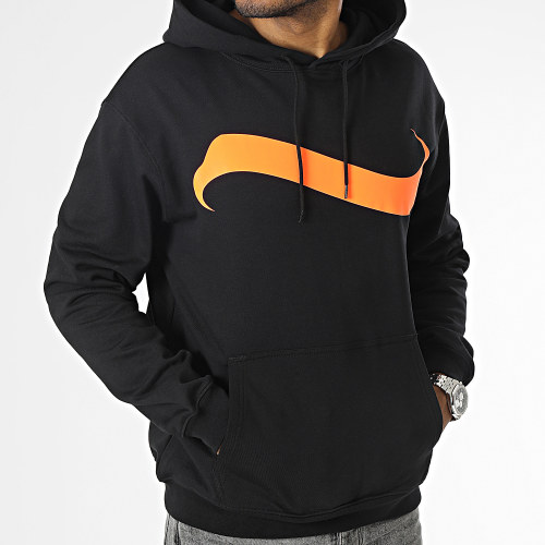 Sweat Capuche Stadium Noir Orange Fluo