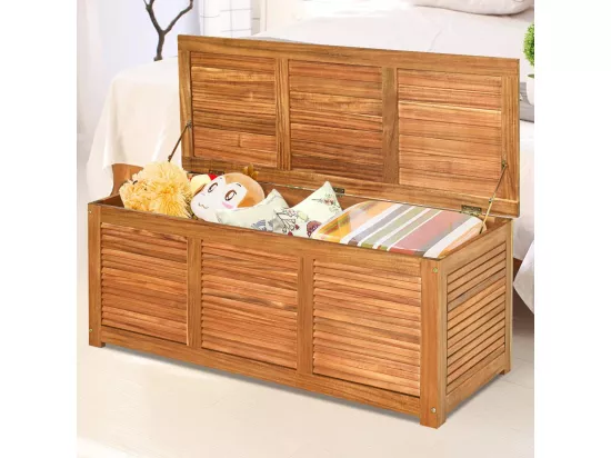 Coffre de Jardin en Bois d’Acacia certifié FSC 178L 120,5 x 44,5 x 44,5 cm Charge Max 150KG