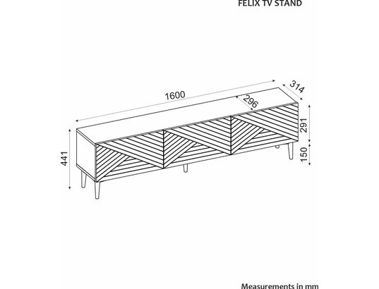 CONCEPT1 - Meuble TV Felix anthracite 160 x 31,4 x h44,1 cm
