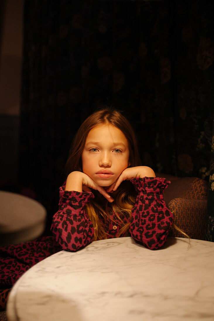 DAILY BRAT roze daily brat mini jurk lucky leopard dress