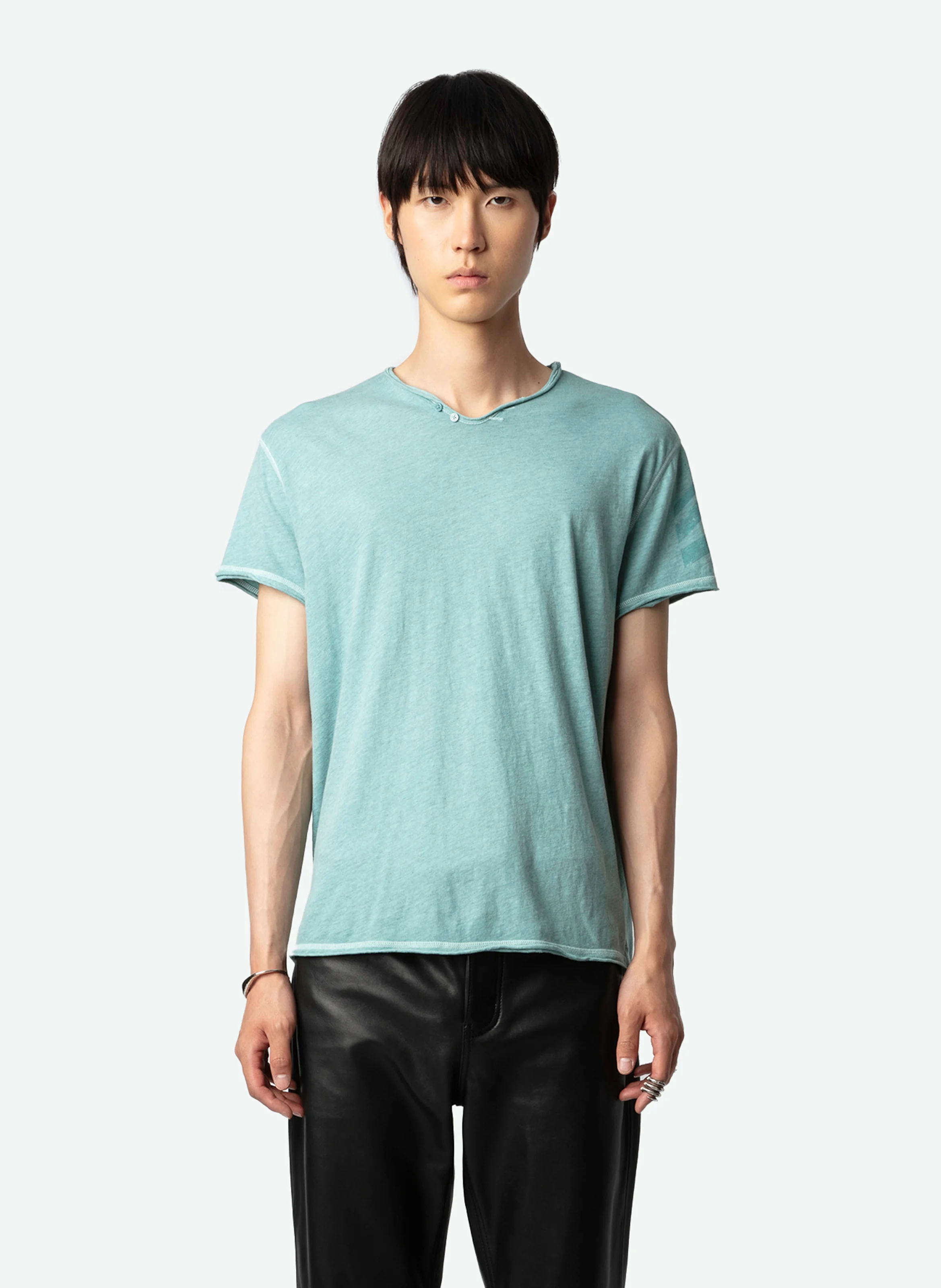 MONASTI - Tee-shirt col tunisien en coton | Bleu