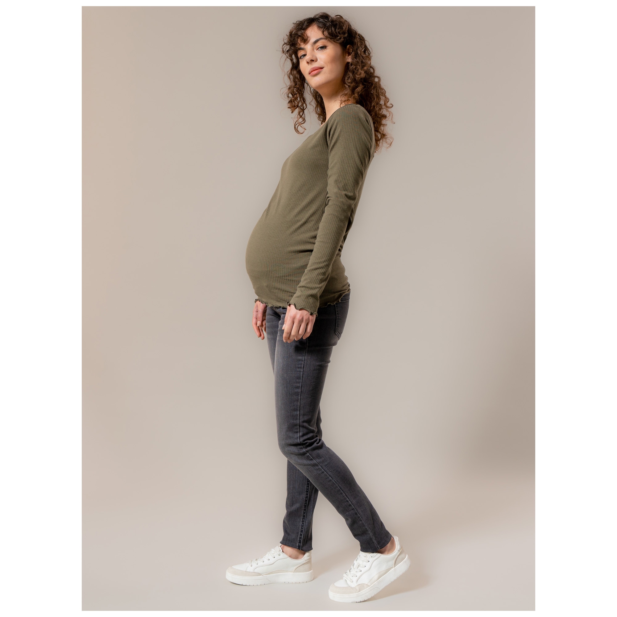 Prénatal zwangerschapsshirt lange mouwen effen groen