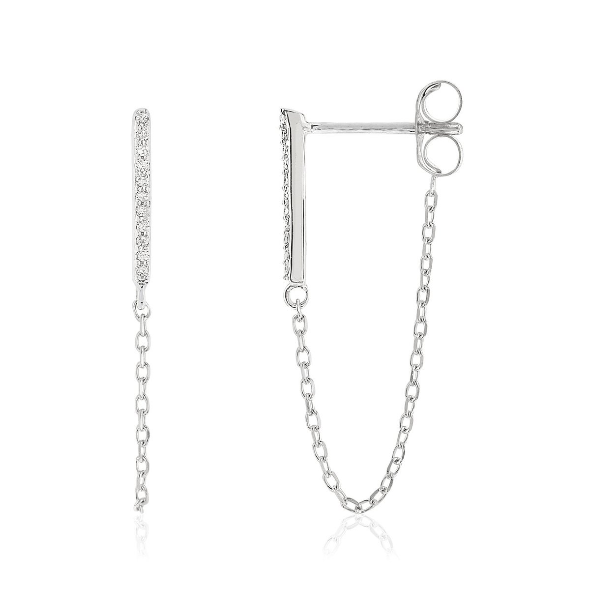Boucles d'oreilles or blanc 375  pendants diamants