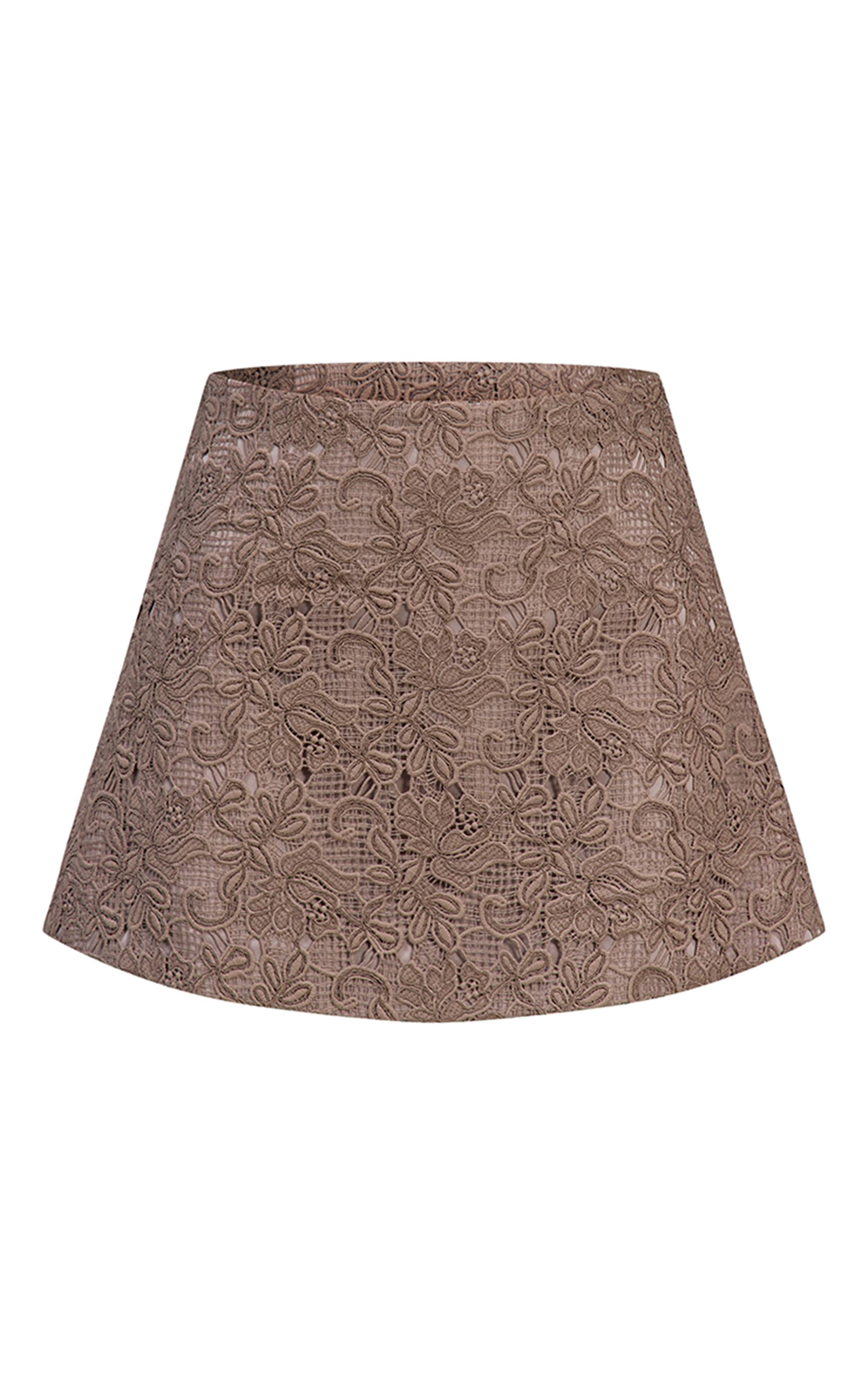 Taupe Ensemble Jupe Mini Évasée En Dentelle Structurée Plt Label