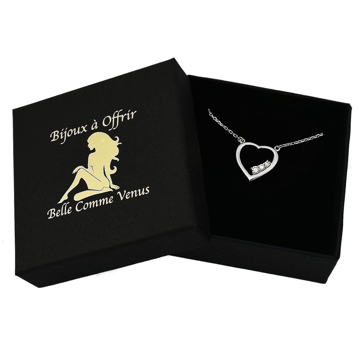 Collier coeur de petits oxydes de zirconium Argent 925 Rhodié